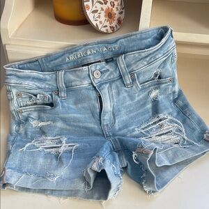 American Eagle Outfitters Light Blue Ripped Jean Shorts